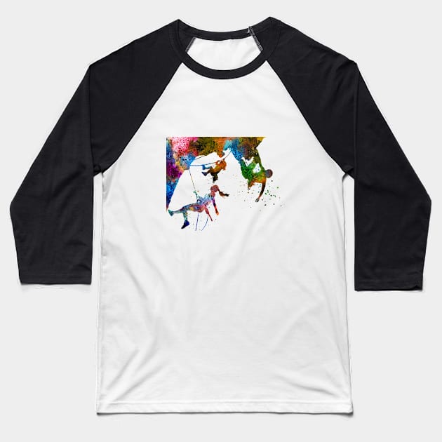 Rock climbing Baseball T-Shirt by RosaliArt